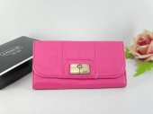 Coach Wallets 2732-All Pink Leather and Metal Button