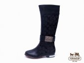 Coach Boots 4208-Gold Coach Brand and Black with Cyan Leather