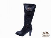 Coach Boots 4219-All Black Leather with Pocket