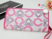 Coach Wallets 2793-White with Pink Leather and Heart-shaped Patt