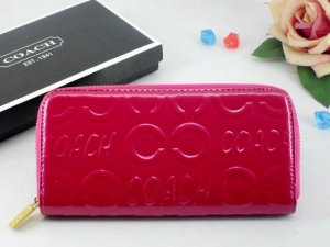 Coach Wallets 2612-All Pink Leather with Inlaid "C" Logo