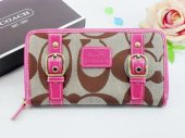 Poppy Wallets 2257-Sandy Cloth and Coach Brand with Two Pink Lea