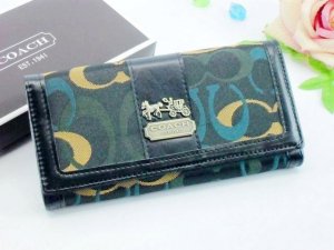Poppy Wallets 2324-Indigo and Black Leather with Gold Coach Bran