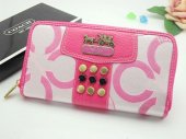 Madison Wallets 2091-Gold Coach Brand and Buttons with Pink Leat