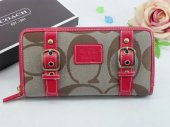 Poppy Wallets 2255-Sandy Cloth and Coach Brand with Two Red Leat