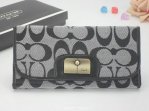 Poppy Wallets 2319-Grey and Gold Metal Button with Black Leather