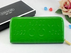 Coach Wallets 2617-All Green Leather with Inlaid "C" Logo