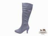 Coach Boots 4223-All Grey/White Leather and High Heels
