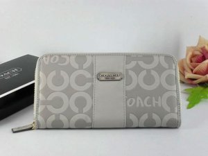 Coach Wallets 2734-Gray Leather and Gold Coach Brand