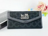 Coach Wallets 2716-Silver Coach Brand and Indigo with Black Leat