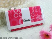 Coach Wallets 2630-Metal Coach Brand and Red with White Leather