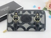 Coach Wallets 2766-Grey and Strong "C" Logo with two Black Leath