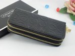 Coach Wallets 2622-All Dark Black Leather and Two Zippers with I