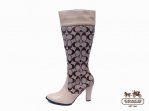 Coach Boots 4228-Sandy and Chocolate "C" Logo with White Leather