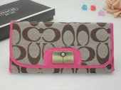 Poppy Wallets 2321-Sandy and Gold Metal Button with Pink Leather