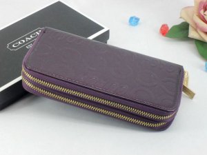 Coach Wallets 2623-All Purple Leather and Two Zippers with Inlai