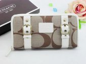 Poppy Wallets 2256-Sandy Cloth and Coach Brand with Two White Le