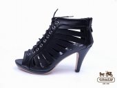 Coach Heel Sandals 4501-Black Leather
