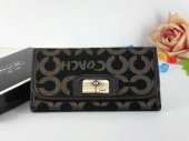 Coach Wallets 2720-Black and Gray "C" Logo with Chocolate Leathe
