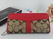 Poppy Wallets 2307-Sandy Cloth and Red T-type Leather with C Log