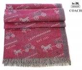 Coach Scarf 4017-Red Cotton and Coach Brand