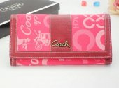 Coach Wallets 2811-Red Cloth and Dark Red Leather