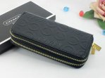 Coach Wallets 2621-All Black Leather and Two Zippers with Inlaid