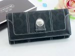Waverly Wallets 2530-Silver Button and Cyan with Black Leather