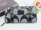 Poppy Wallets 2259-Grey Cloth and Coach Brand with Two Black Lea