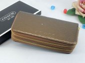 Coach Wallets 2626-All Brown Leather and Two Zippers with Inlaid