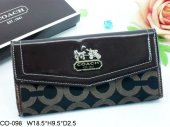 Coach Wallets 2690-Letther Logo and Cyan with Chocolate Leather