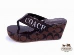 Coach Wedges 4925-White Coach Brand and Chestnut with Chocolate