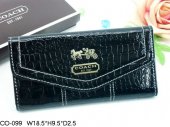 Coach Wallets 2694-All Black Snakeskin and Gold Coach Brand