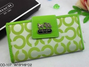 Chelsea Wallets 1946-Ice White and Gold Coach Brand with Green L