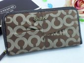 Coach Wallets 2648-Sandy and Gray "C" Logo with Black Leather