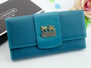 Chelsea Wallets 1915-All Blue Leather with Gold Coach Brand