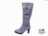 Coach Boots 4218-All Grey/White Leather with Pocket