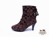 Coach Ankle Boots 4104-Chestnut and Black Half Moon "C" Logo wit