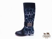Coach Boots 4210-Gold Coach Brand and Cyan with Black Leather