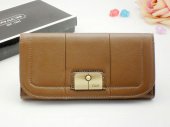 Coach Wallets 2802-All Brown Leather with Metal Button
