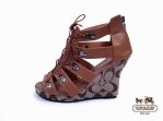 Coach Wedges 4915-Brown and Sandy with Chestnut C Logo