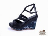 Coach Wedges 4904-Black with Colorful C Logo