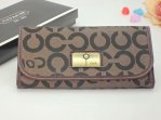 Coach Wallets 2799-Black "C" Logo and Chocolate with Metal Butto