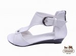 Coach Sandals 4716-All White and Chocolate Bottom