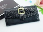 Poppy Wallets 2251-Silver Snakeskin and Black Cloth with Gold Cl