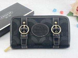 Coach Wallets 2762-Black and Strong "C" Logo with two Chocolate