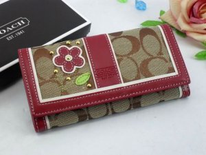 Poppy Wallets 2216-Clubs Mark and Sandy Cloth with Red Leather