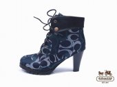 Coach Ankle Boots 4107-Indigo and White Half Moon "C" with Black