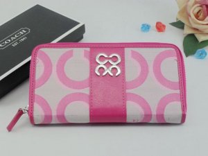 Coach Wallets 2752-White and Metal Logo with Pink Leather