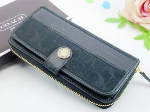 Poppy Wallets 2237-Indigo Cloth and Black Leather Button with Me